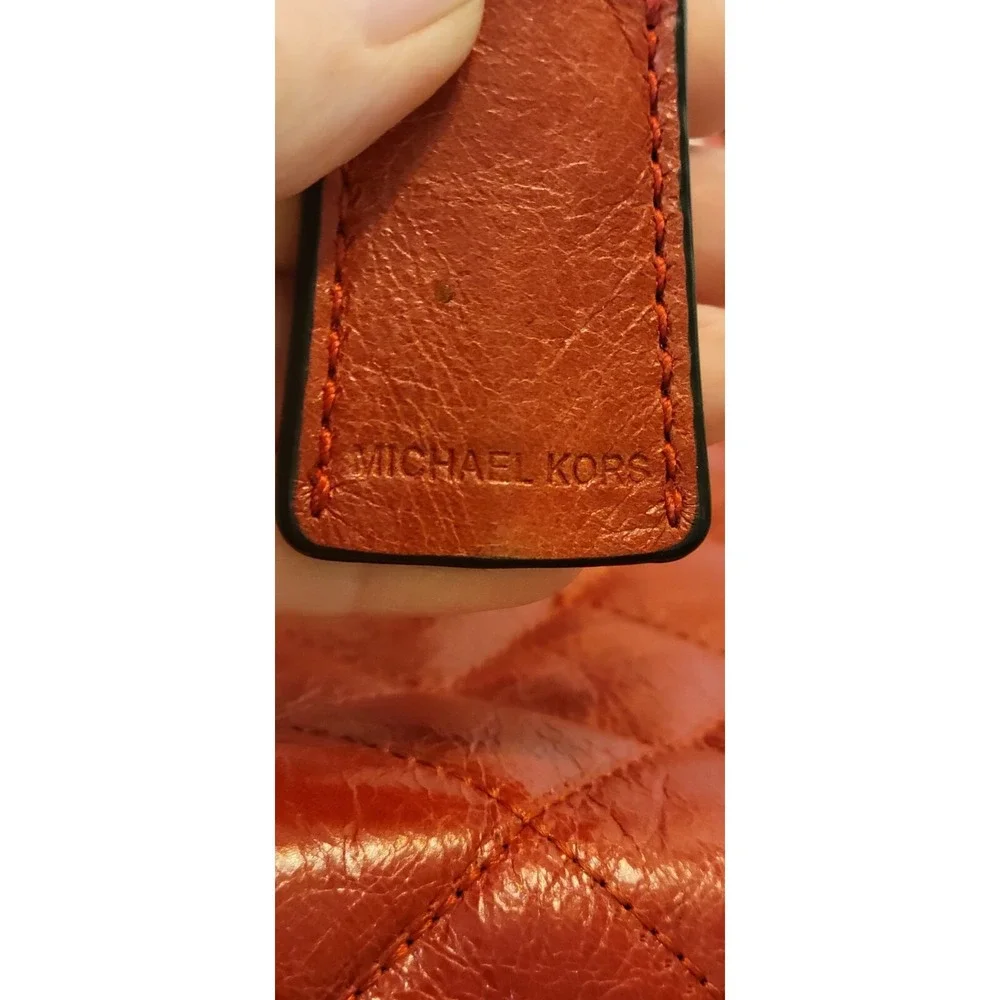 MICHAEL KORS Hamilton Large Leather Tote Dark Red LINER DIRTY, NO‎ RIPS.